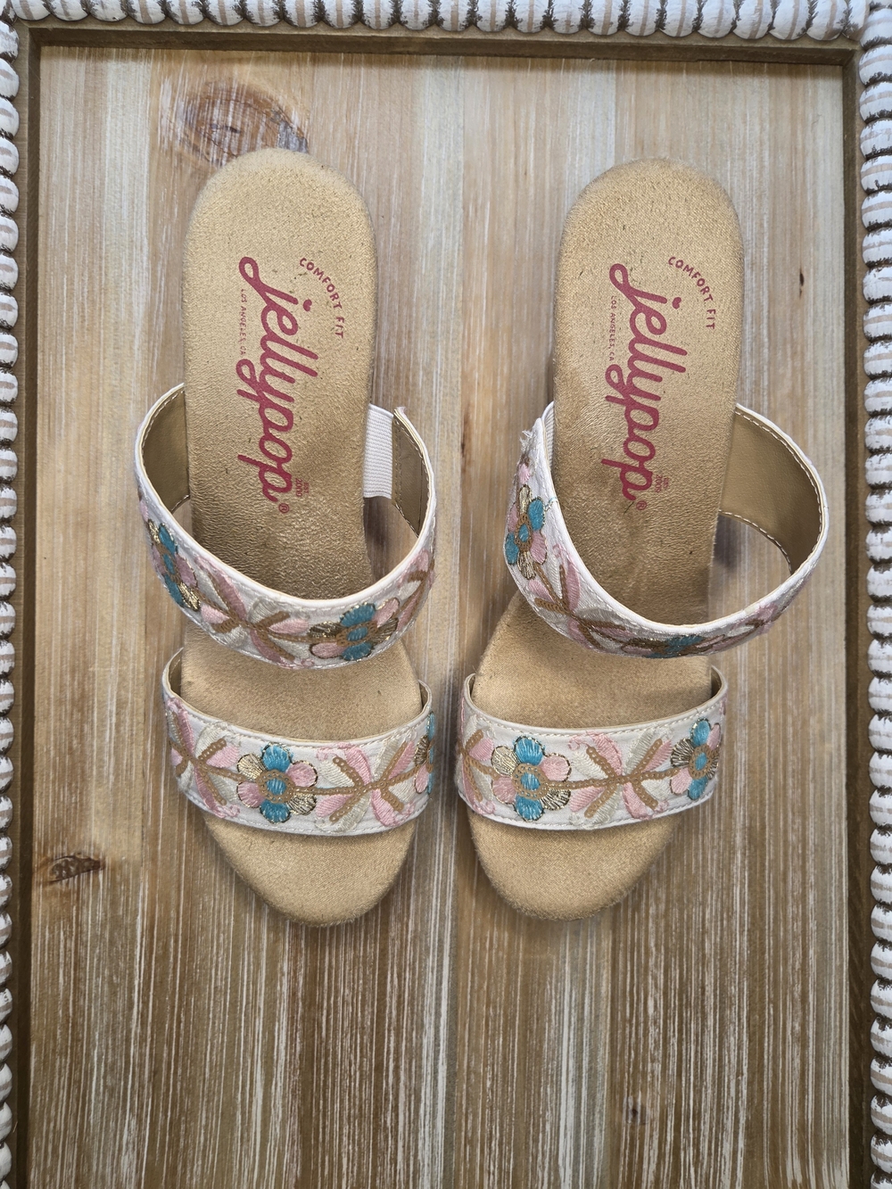 Jellypop Embroidered Wedge